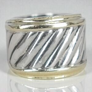 Authentic David Yurman Cable Classic Two Tone Cigar Band Ring SIZE 5 14K Gold